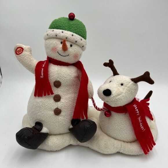 Hallmark Jingle Pals 2004 Animated Snowman Singing Barking Puppy Dog Plush - Picture 6 of 11